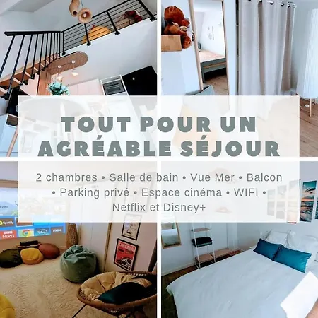 Apartmán Duplex Vue A Deux Pas De La Plage, Balcon Et Espace Cinema *